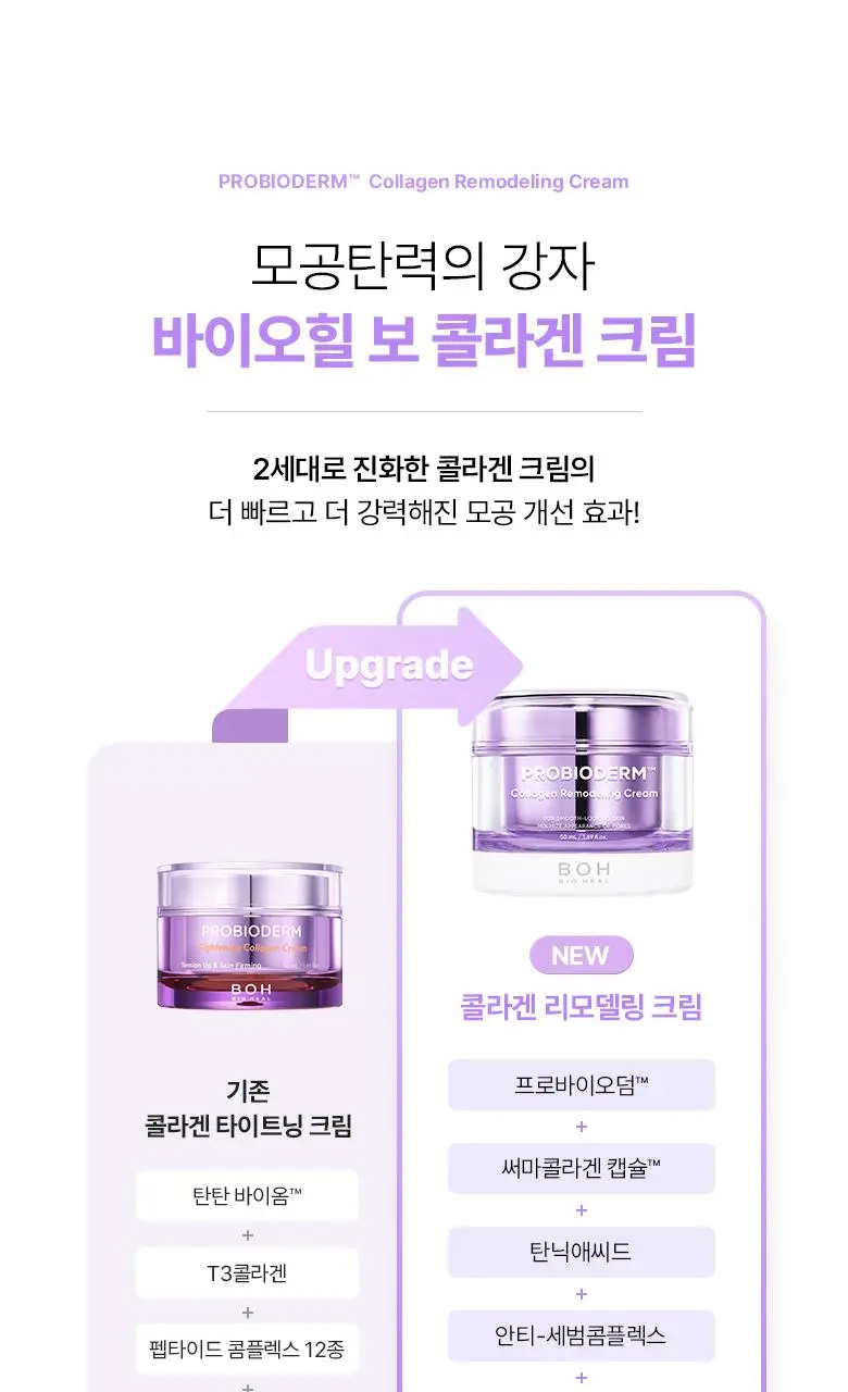 [모공고민|화잘먹] 바이오힐보 프로바이오덤 콜라겐 리모델링 크림 [단품/증정기획] 상세페이지 5
